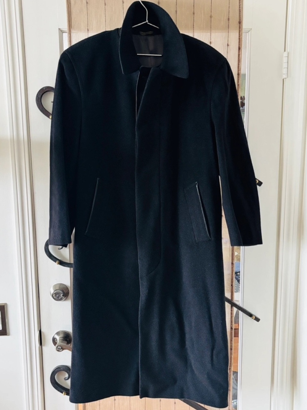 $3,000+ Fine Cashmere and Leather Overcoat